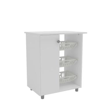 Imagem de Fruteira Armário para Cozinha Multiuso 3 Cestos 1 Porta 60cm Cor Branco - Mademóvel