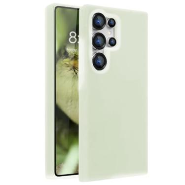 Imagem de Capa de telefone de borracha gel gel de silicone líquido macio, forro de microfibra antiarranhões, capa protetora de proteção contra quedas para Samsung Galaxy S26 Ultra, verde claro