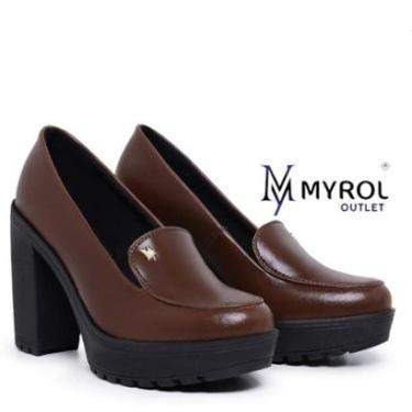 Imagem de Mocassim Feminino Oxford Salto Alto Com Metal Myrol Oulet Copia-Feminino