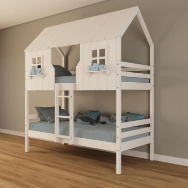 Imagem de Beliche Casinha Encantada Madeira Maciça Branco Housin