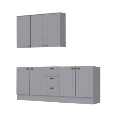Imagem de Cozinha Modulada 3 Peças Com Tampo Henn Americana Cinza