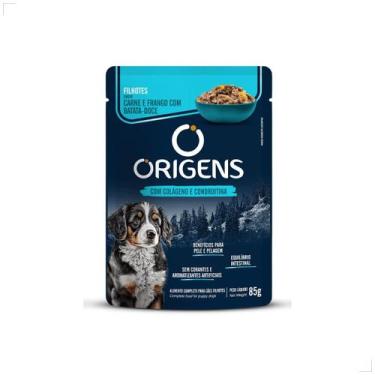 Imagem de Ração Úmida Sachê Origens Para Cães Adulto Filhotes 85g, Carne e Frang