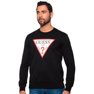 Imagem de Moletom Guess Masculino Crewneck Triangle Logo Preto-Masculino