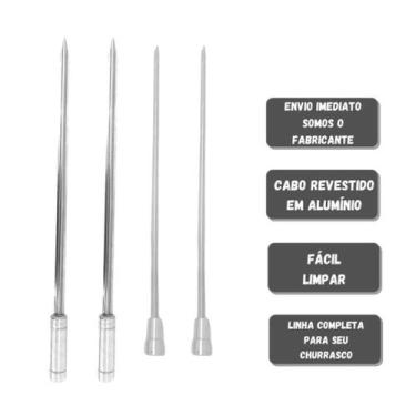 Imagem de 4x Espetos Espada/Coração De Inox Lâmina 50cm Para Churra - INOX LAURI