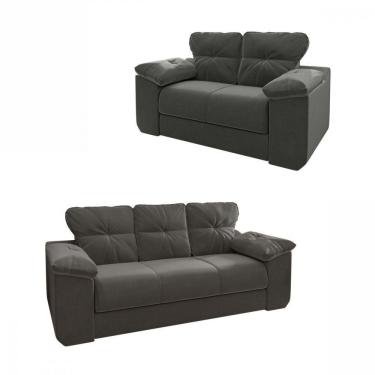 Imagem de Conjunto Sofá 2 E 3 Lugares 1025 Veludo Cinza Mamflex Cinza