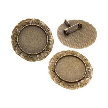 Imagem de Broche Antigo De Bronze Banhado a Prata Estilo Barroco Com Base Para C