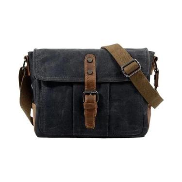 Imagem de Bolsa Transversal Retrô Masculina De Lona Impermeável Casual Horizonta