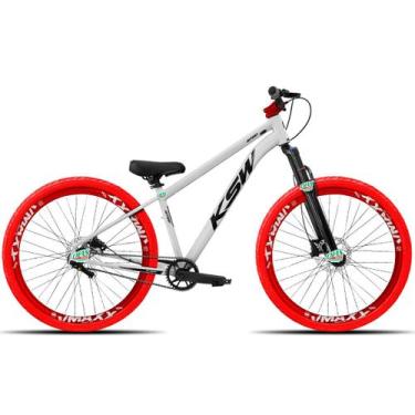 Imagem de Bicicleta KSW do Grau Kit 1x1 Freio Mecânico Pneus Flame, Branco 8