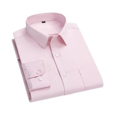 Imagem de Camisa Social Masculina Slim Fit Antirrugas De Manga Longa Branca Clás