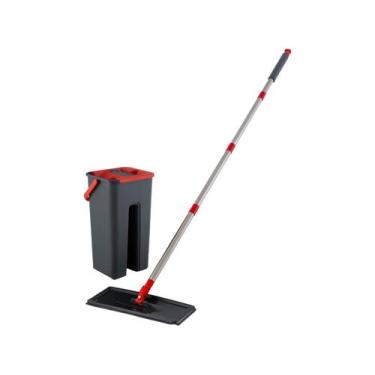 Imagem de Flat Mop Rodo Lava Seca Balde 1 Refil Multiuso Microfibra Limpador de 