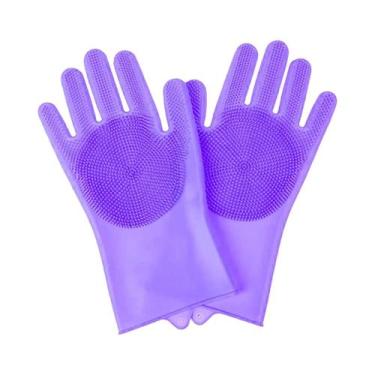 Imagem de Luvas De Banho Para Gatos E Cães, Escova De Limpeza Durável Em Silicon