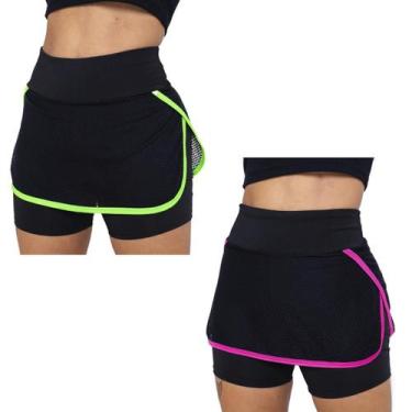 Imagem de Kit 2 Shorts Saia Ginastica Academia Cintura Alta Fitness - Donna Mart