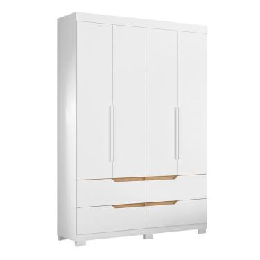 Imagem de Guarda Roupa Solteiro Doble 4 Portas E 4 Gavetas Flex Freijó-branco - Móveis Albatroz