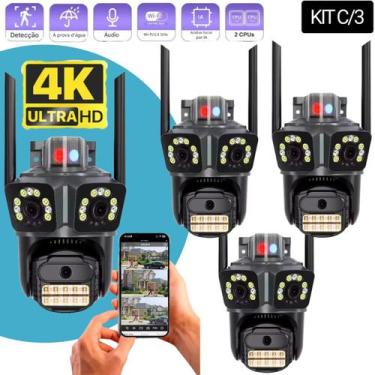 Imagem de Kit Cameras De Vigilância Externa Lente Tripla 4k Residencial Comercia