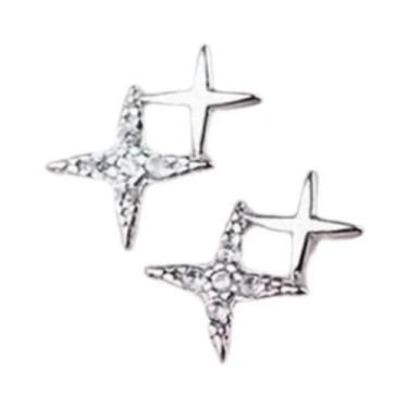 Imagem de Brincos De Prata Assimétricos Com Estrela Cruzada Para Mulheres E Meni