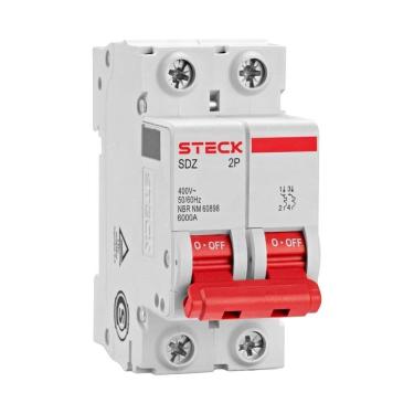 Imagem de Disjuntor Steck SDZD62C63 - DIN 2P 63A Curva C 6kA Branco CEMIG