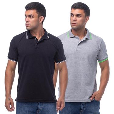 Imagem de Kit 2 Camisas Gola Polo Masculina Básica Blusa Malha Piquet-Masculino