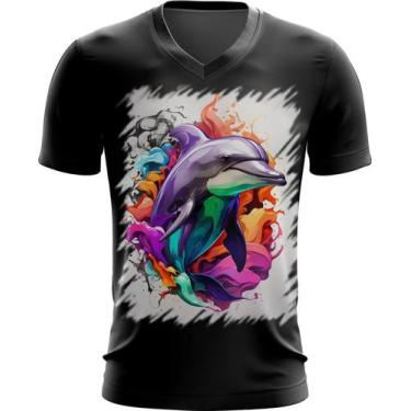 Imagem de Camiseta Gola V Golfinho Inteligência Arte Pintura 8 - Kasubeck Store,