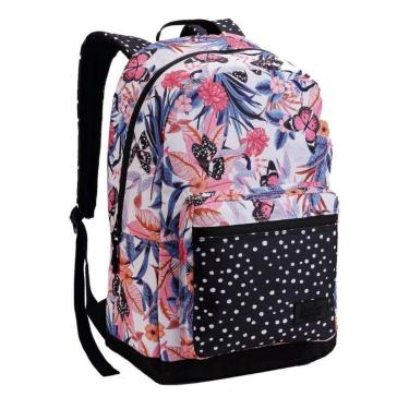 Imagem de Mochila Costas Feminina Casual Escolar Juvenil Flores Denlex-Feminino
