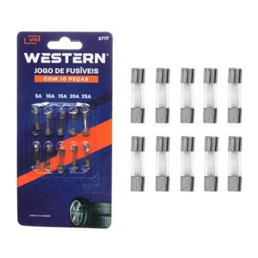 Imagem de Jogo de Fusíveis Automotivos para Proteção dos Circuitos Elétricos com 10 Peças em Vidro e Latão Niquelado Western