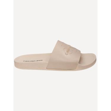 Imagem de Chinelo Calvin Klein Jeans Slide Logo Issue Cáqui Médio-Masculino