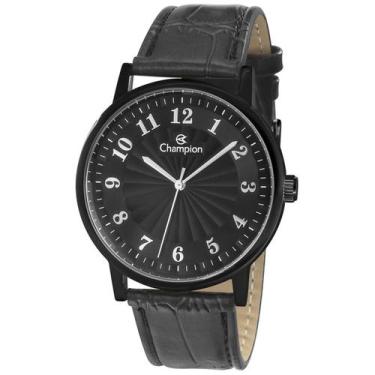 Imagem de Relógio Masculino Champion Analógico Couro Preto All Black CN20560N