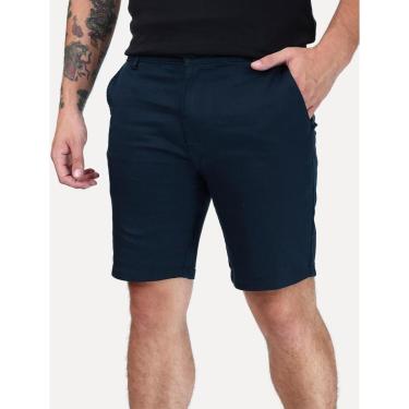 Imagem de Bermuda K&J Black Masculina Casual Flex Cetim Azul Marinho-Masculino