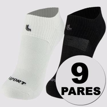 Imagem de Kit Meia Lupo Cano Baixo Dry Fit Running Feminino 9 Pares Preto e Bran