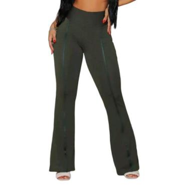Imagem de Calça Social Flare Bailarina Com Bolso Cintura Alta - Nerimar, Verde, 