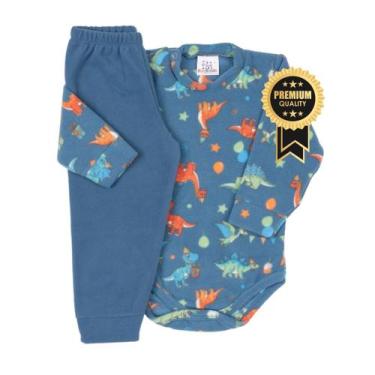 Imagem de Conjunto Body E Calça Soft Pettenati Soft Bebê Bodie, Dino aniver azul