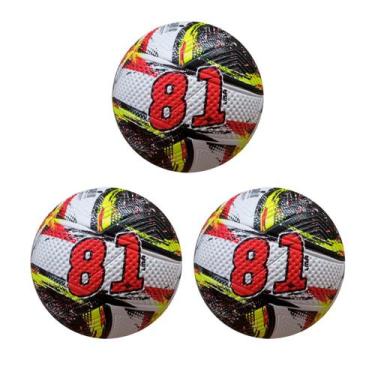 Imagem de Kit 03 Bola De Futebol Campo Dalponte 81 Liga Oficial Cor:Preta+Vermel