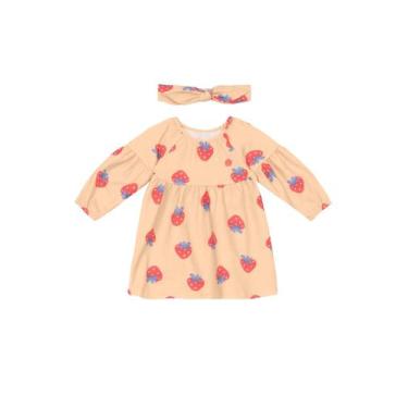 Imagem de Vestido bebê menina em cotton Brandili Baby, Rosa salmão, P