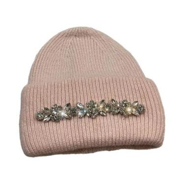 Imagem de Gorro Feminino De Inverno Em Tricô Com Lã Quente E Pele De Coelho Genu