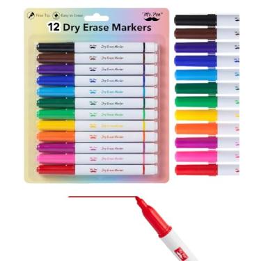 Imagem de Mr. Pen - Marcadores apagáveis a seco, pacote com 12, cores sortidas, marcadores de quadro branco apagam a seco, marcadores de quadro branco, marcadores apagáveis a seco para crianças, marcadores de apagar a seco, canetas apagáveis a seco,