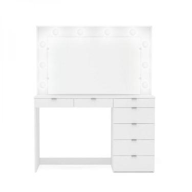 Imagem de Penteadeira 7 Gavetas Branco com Luz Camarim Ditália