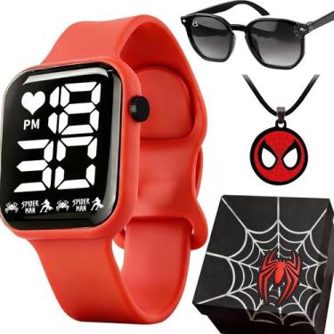 Imagem de Relogio Digital Infantil Aranha + Colar + Oculos Caixa luz qualidade p