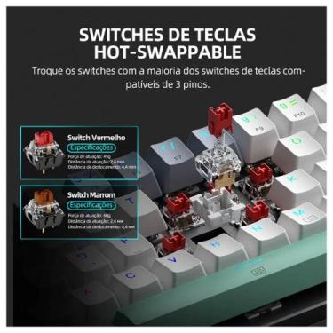 Imagem de Teclado Mecânico Gamer Machenike K500-B61, Switch Huano Brown, ABNT, B