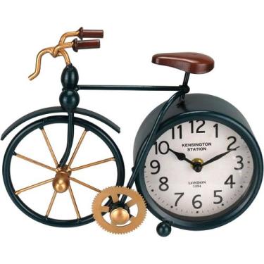 Imagem de Relogio de Mesa Vintage Home&Co 20x26x7cm Metal Azul Petroleo Decoraçã