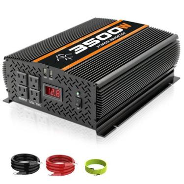 Imagem de Inversor de Energia TVNIKD 3500W 12V para 110V com 4 Tomadas AC e 2 US