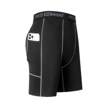 Imagem de Shorts De Compressão Masculinos Tamanho Grande Pretos Para Corrida, Se
