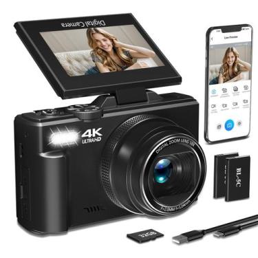 Imagem de Câmera digital NIKICAM 64MP 4K WiFi com tela articulada de 3"