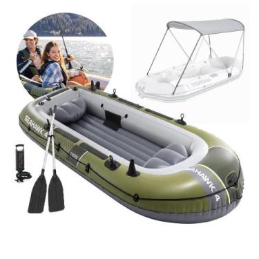 Imagem de Barco Bote Inflável Seahawk 4 351cm 400kg Capota Intex