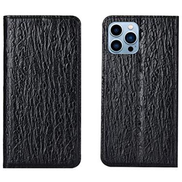Imagem de LAHappyL Capa carteira para iPhone 13 Pro Max/13 Pro/13/13 Mini capa de couro legítimo com suporte para cartão e fecho magnético, capa protetora à prova de choque, preta, 13 Pro 6,1 polegadas