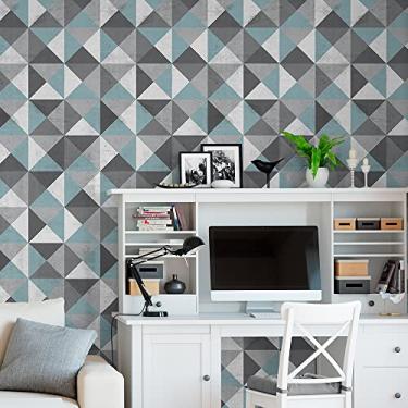 Imagem de Papel de Parede Adesivo Azul Geométrico Old Blue