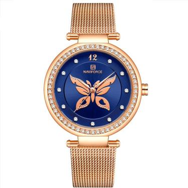 Imagem de Relógio de pulso Feminino Borboleta Strass Elegante Relógio Casual de Quartzo