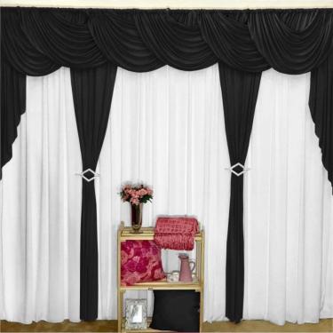 Imagem de Cortina Idealle para Varão em Malha 3,00m x 2,60m Sala Quarto Top - Preta