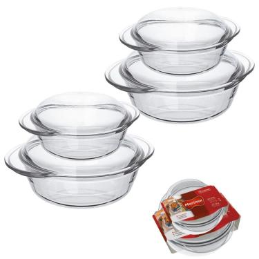 Imagem de 4 Travessa Vidro Terrina 2 de Cada Tamanho 1L e 2,3L Marinex
