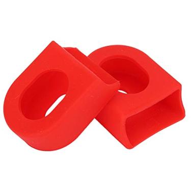 Imagem de 1 par 2 peças protetores de bota de manivela,Protetor de braço de manivela, defensores de manivela de mountain bike, capa macia mangas botas acessórios de bicicleta para peças de bicicleta(Red)