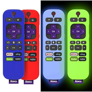 Imagem de Capa para controle remoto Roku TV Stick 3600R TCL, TOLUOHU para controle remoto TCL Roku Express, capa de silicone à prova de choque com cordão para RCAL7R/3921/3800/3810-Roku