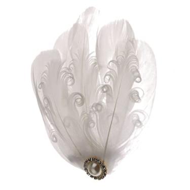 Imagem de Prendedor de cabelo branco pena para cabelo Fascinator acessório de cabelo para noivas P